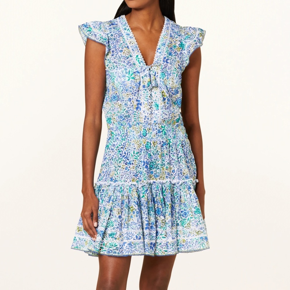 Poupette St Barth’s Floral Blue and Green Sleeveless Dress